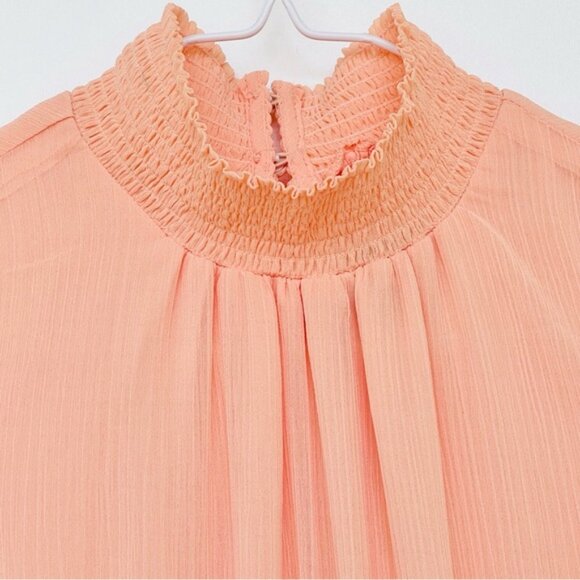 Express Chiffon Mini Dress Women M Mock Neck Tiered Sleeveless Smoke Ne… - Picture 2 of 12